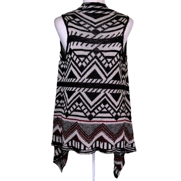 Women's Boho Tribal Aztec Knit Cardigan Sweater Open Front Draped Waterfall XS/S - Picture 3 of 8